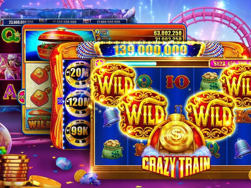 Hình ảnh giới thiệu máy Slot với giao diện đẹp mắt và nhiều biểu tượng