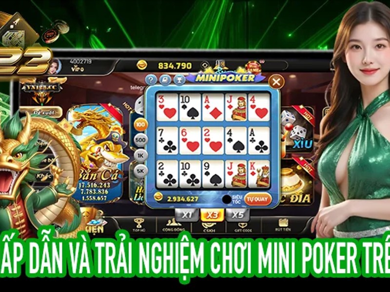 Giao diện nền tảng dola789 với bàn poker và các tùy chọn trò chơi